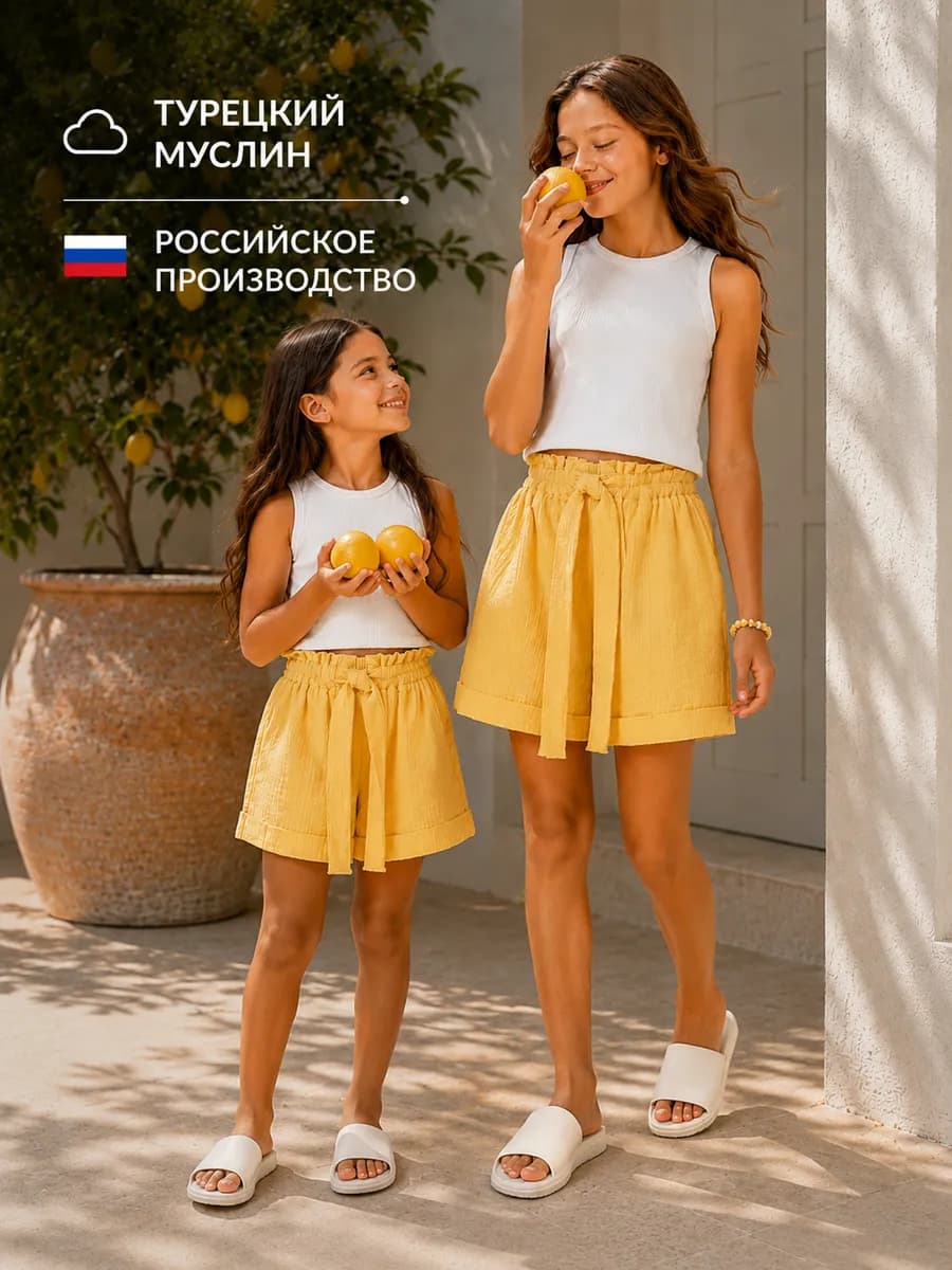 Летние муслиновые шорты для девочки легкие