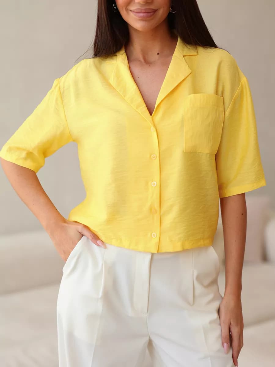 Блузка рубашка с коротким рукавом летняя