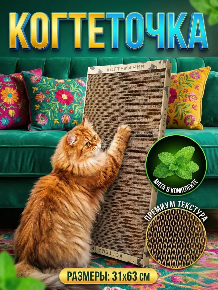 Когтеточка для кошек гофрокартон 31 63 3 см