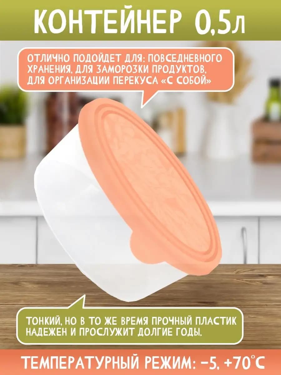 Контейнер для еды пластиковый 0,5 л