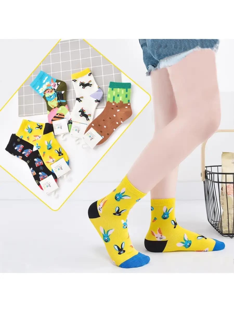 Носки детские высокие с принтами набор