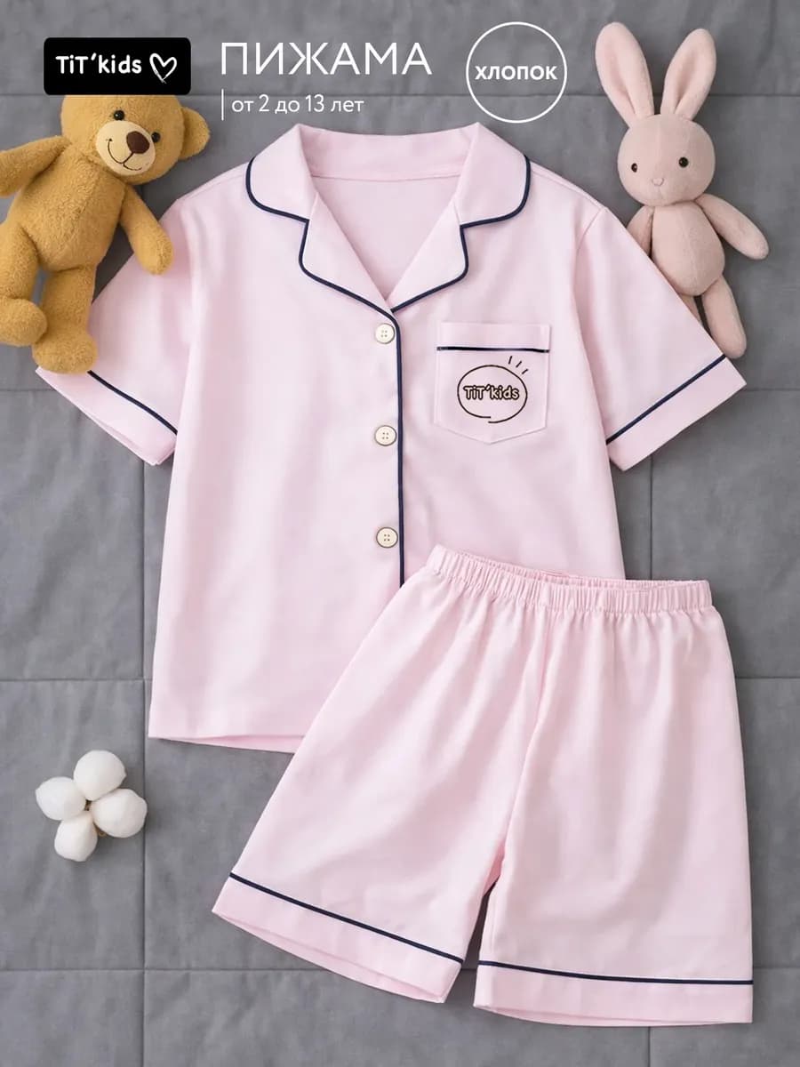 Пижама для девочки с шортами трикотажная хлопок