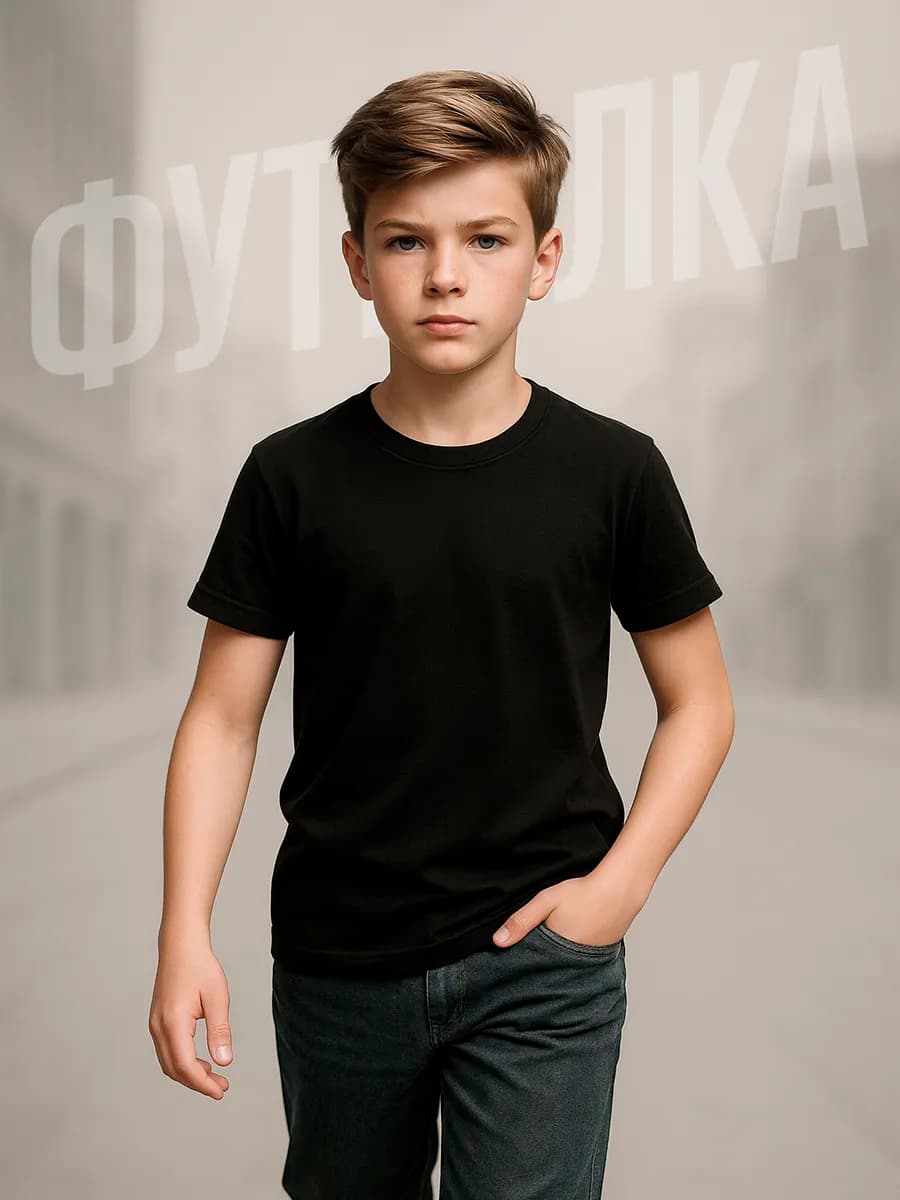 Футболка детская черная хлопок