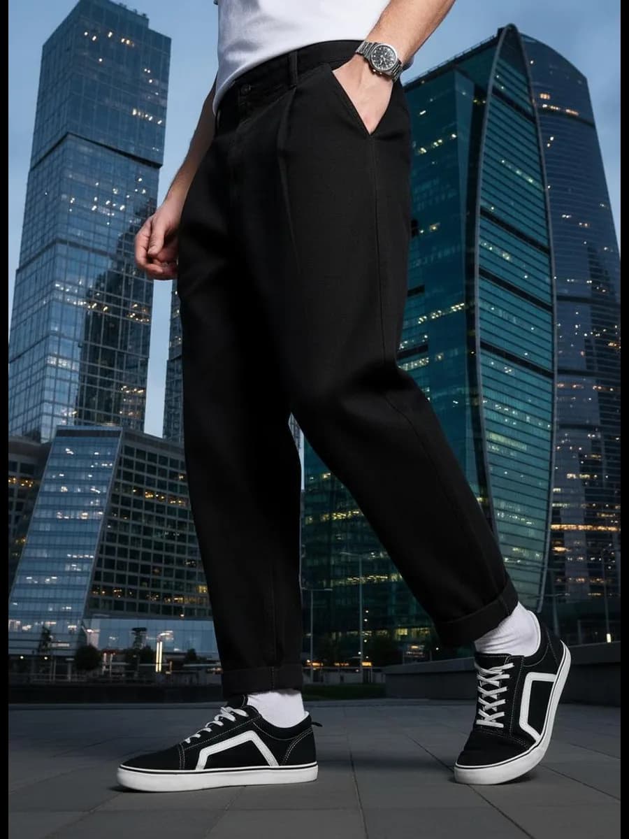 Зауженные укороченные брюки