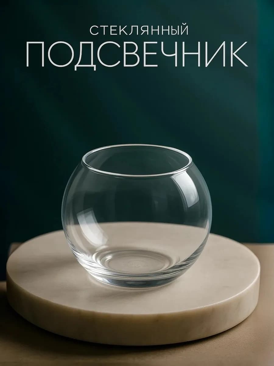 Стеклянная ваза подсвечник шар