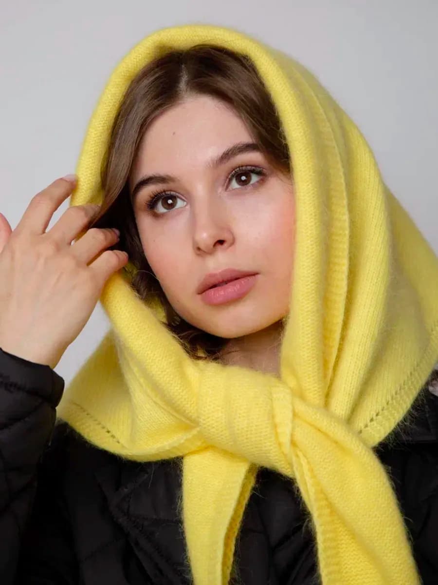 Шарф косынка вязаная шерстяная