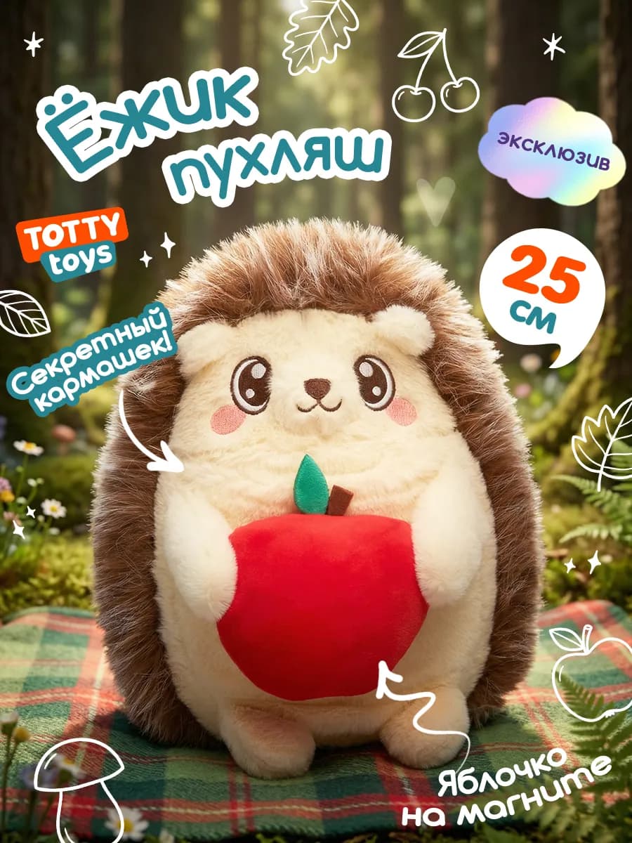 Мягкая игрушка Ежик пухляш 25 см