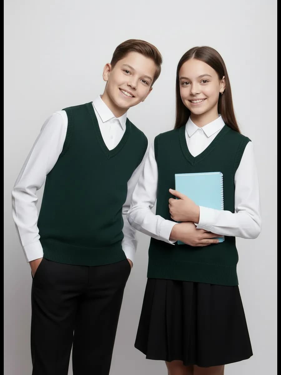 Жилет для девочки мальчика школьная зеленый жилетка школьный