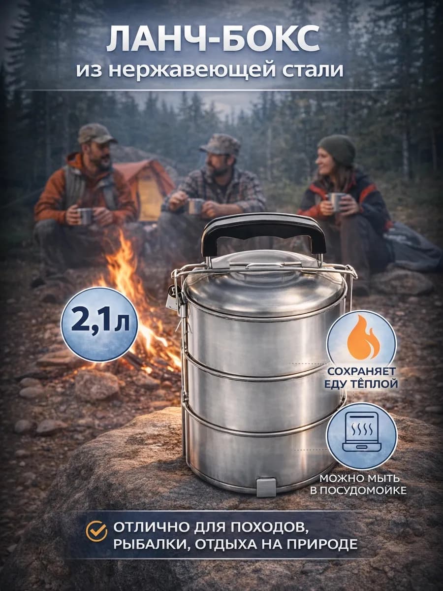 Ланч бокс 2.1 л, 3 уровня