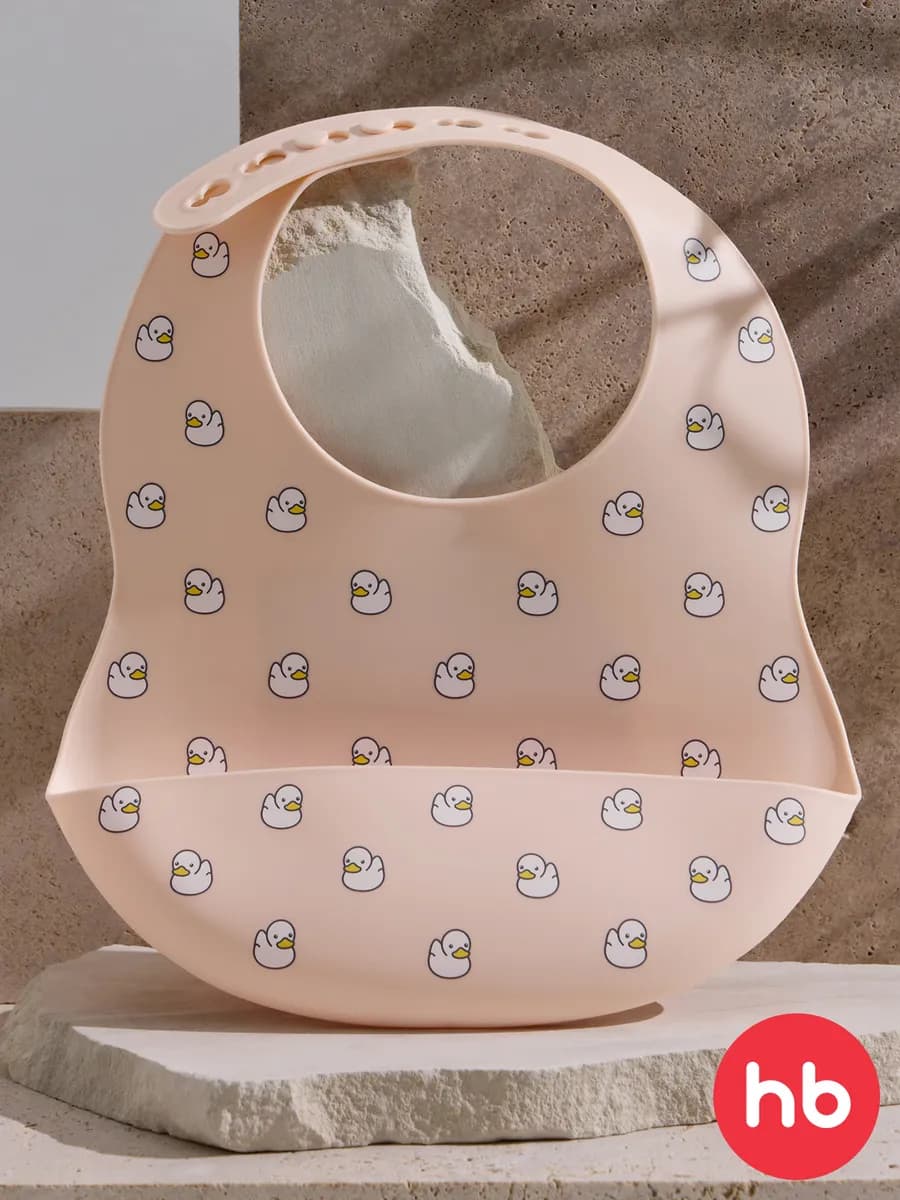 Нагрудник для кормления силиконовый с кармашком мягкий