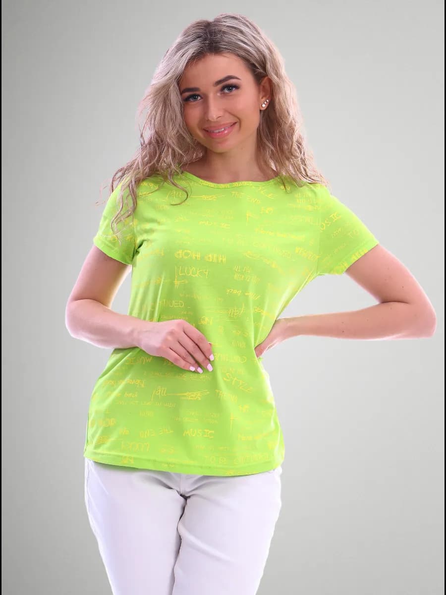 Футболка хлопковая с коротким рукавом и принтом