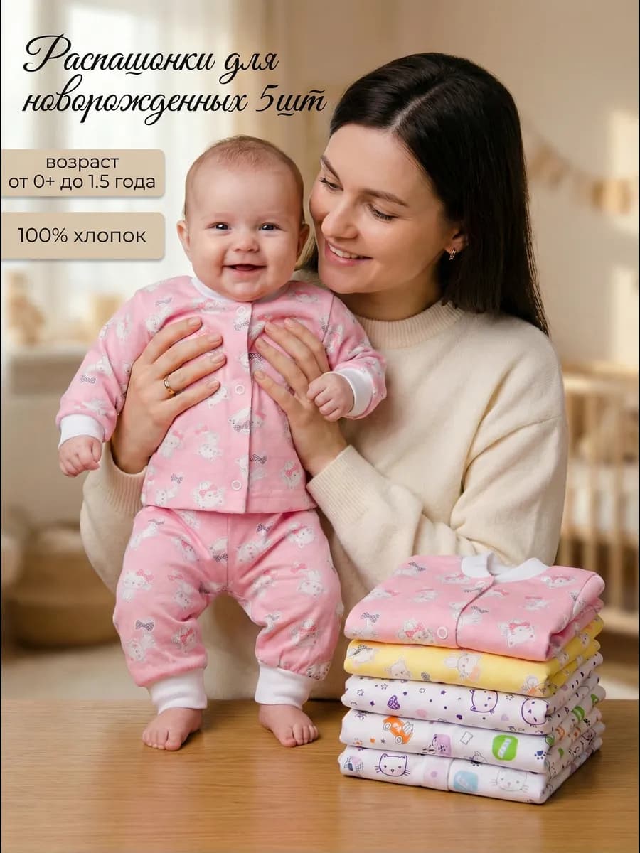 Кофточки распашонки для новорожденных малышей комплект 5 шт