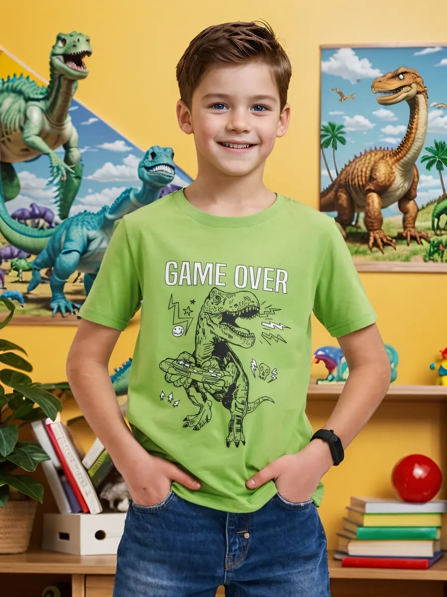 Футболка с принтом хлопок - фото 1