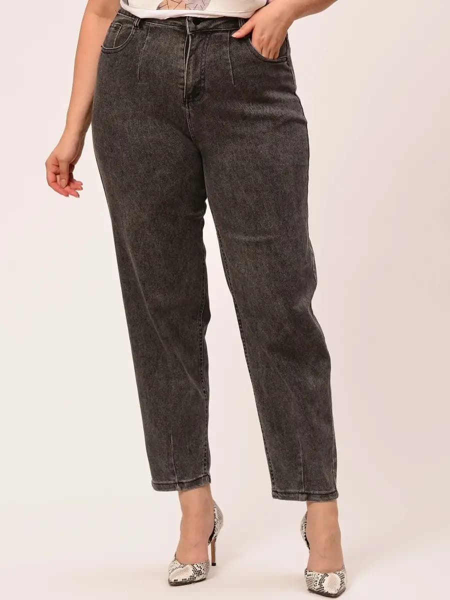 Джинсы бананы мом с высокой посадкой баллоны слоучи