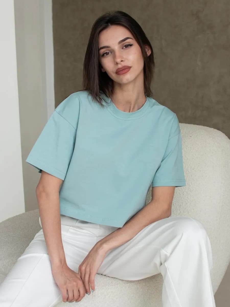 Кроп топ женский футболка укороченная