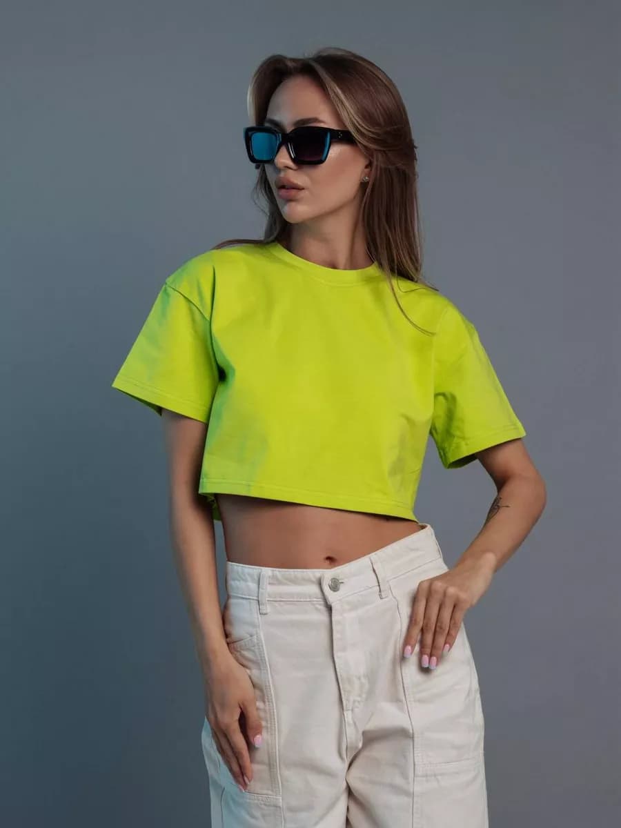 Кроп топ женский футболка укороченная
