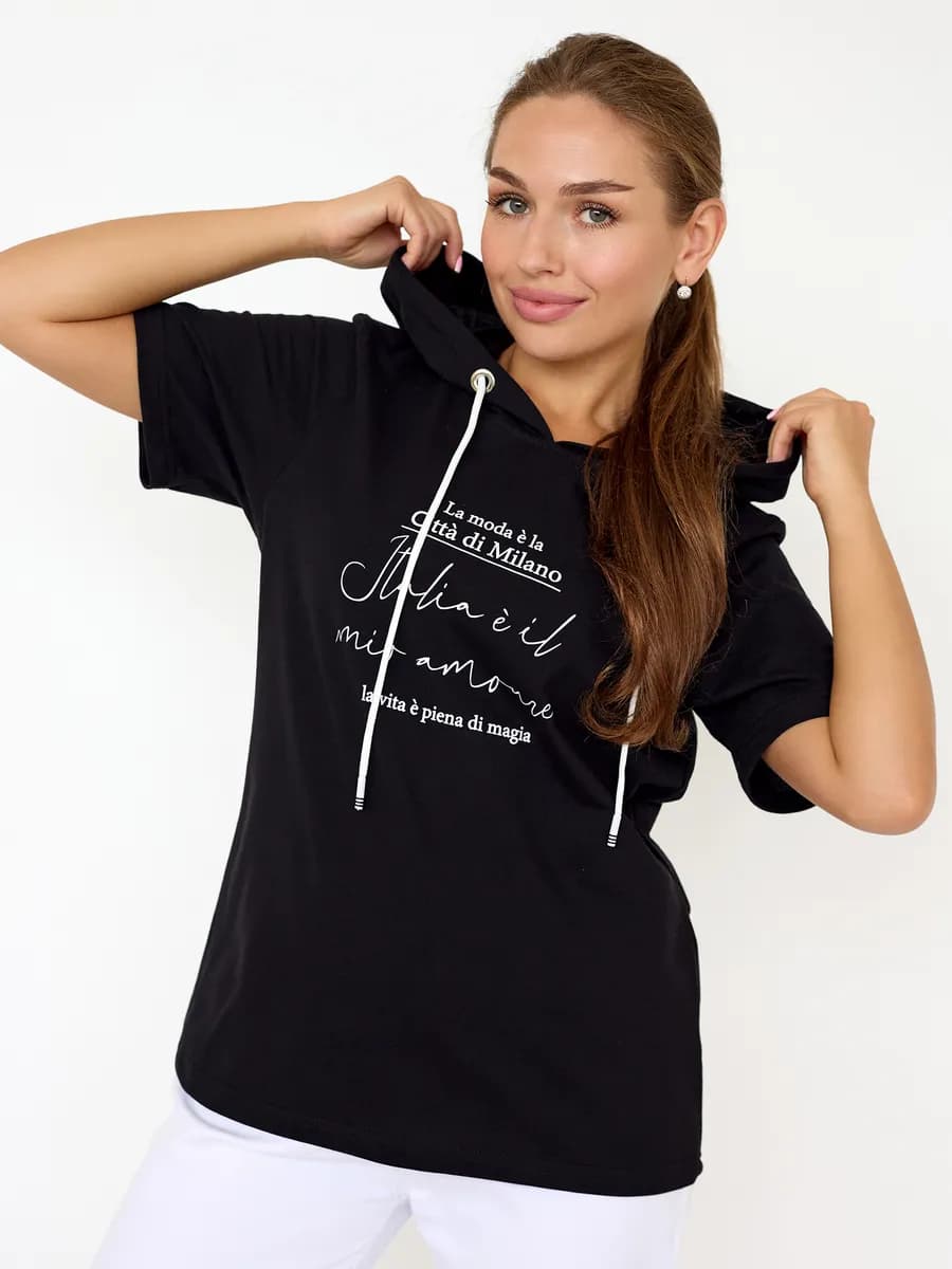 Худи футболка с капюшоном больших размеров