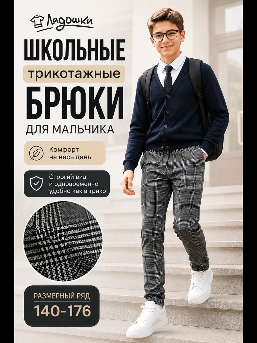 Летние брюки в клетку для подростков