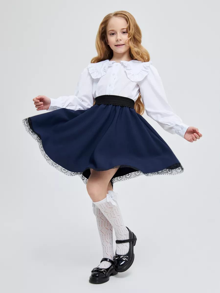 Школьная юбка на резинке синяя