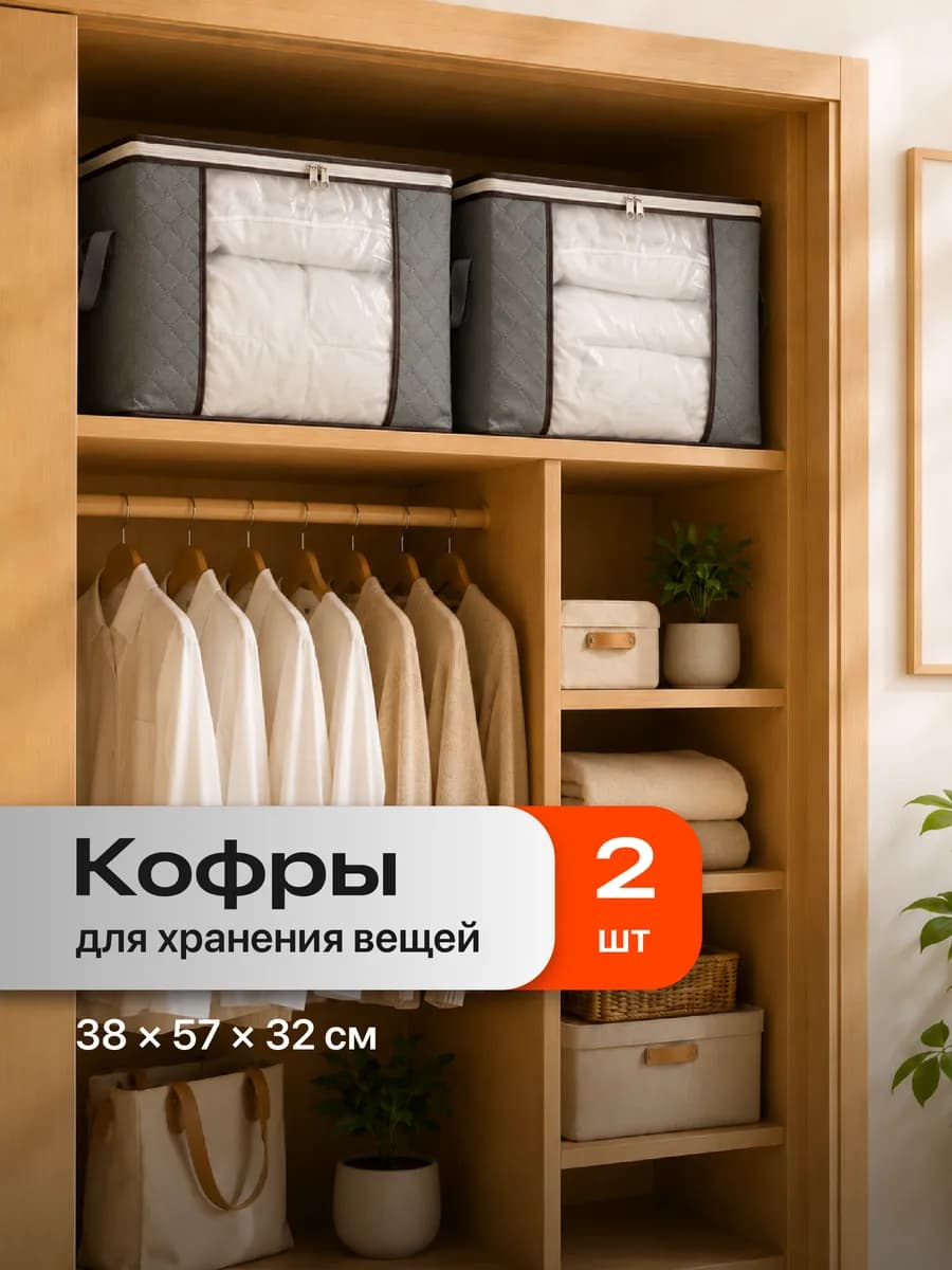 Кофр для хранения вещей, Сумка органайзер, Набор 2 шт