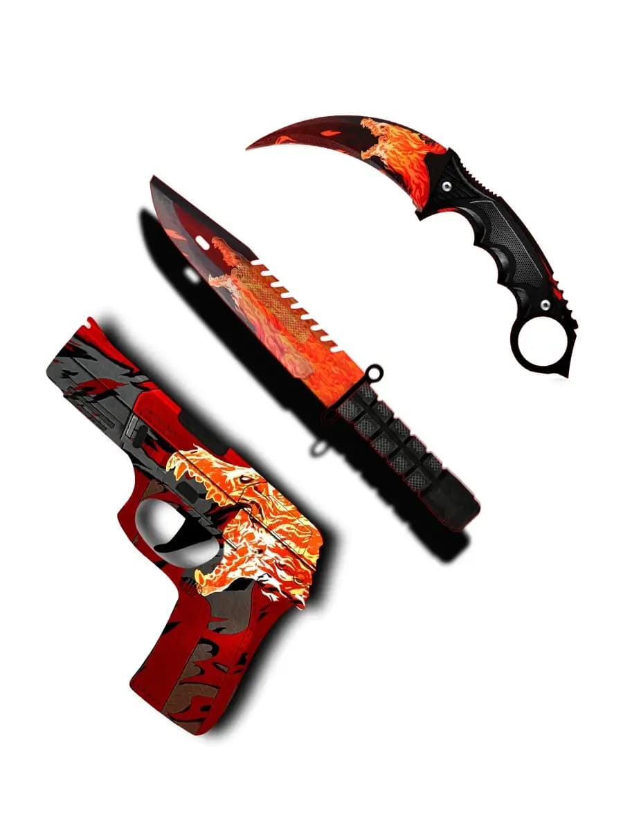 Игрушечный пистолет резинкострел детский деревянные ножи