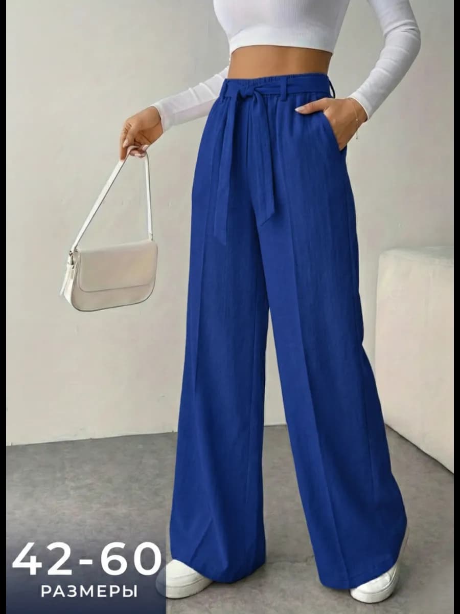 Брюки летние легкие палаццо на резинке