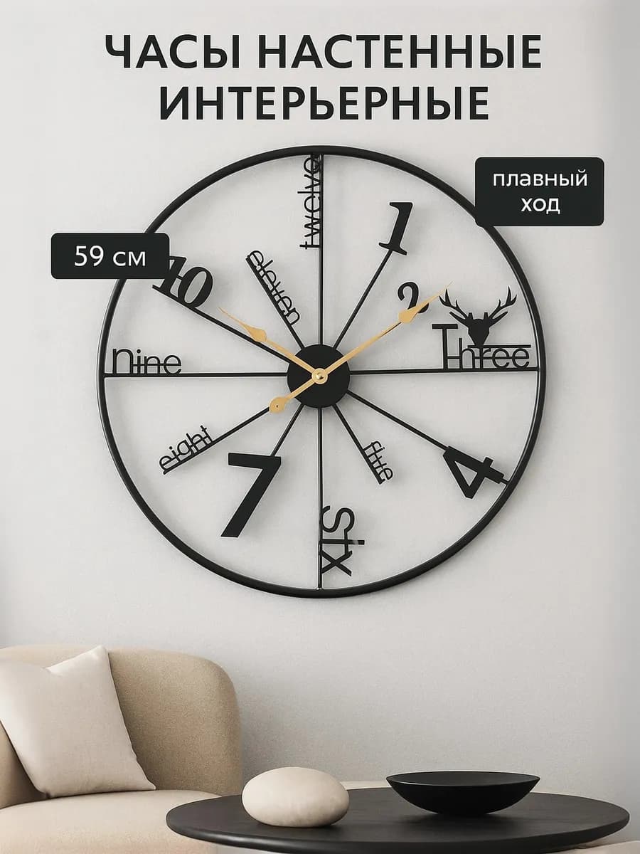 Часы настенные интерьерные большие цифры