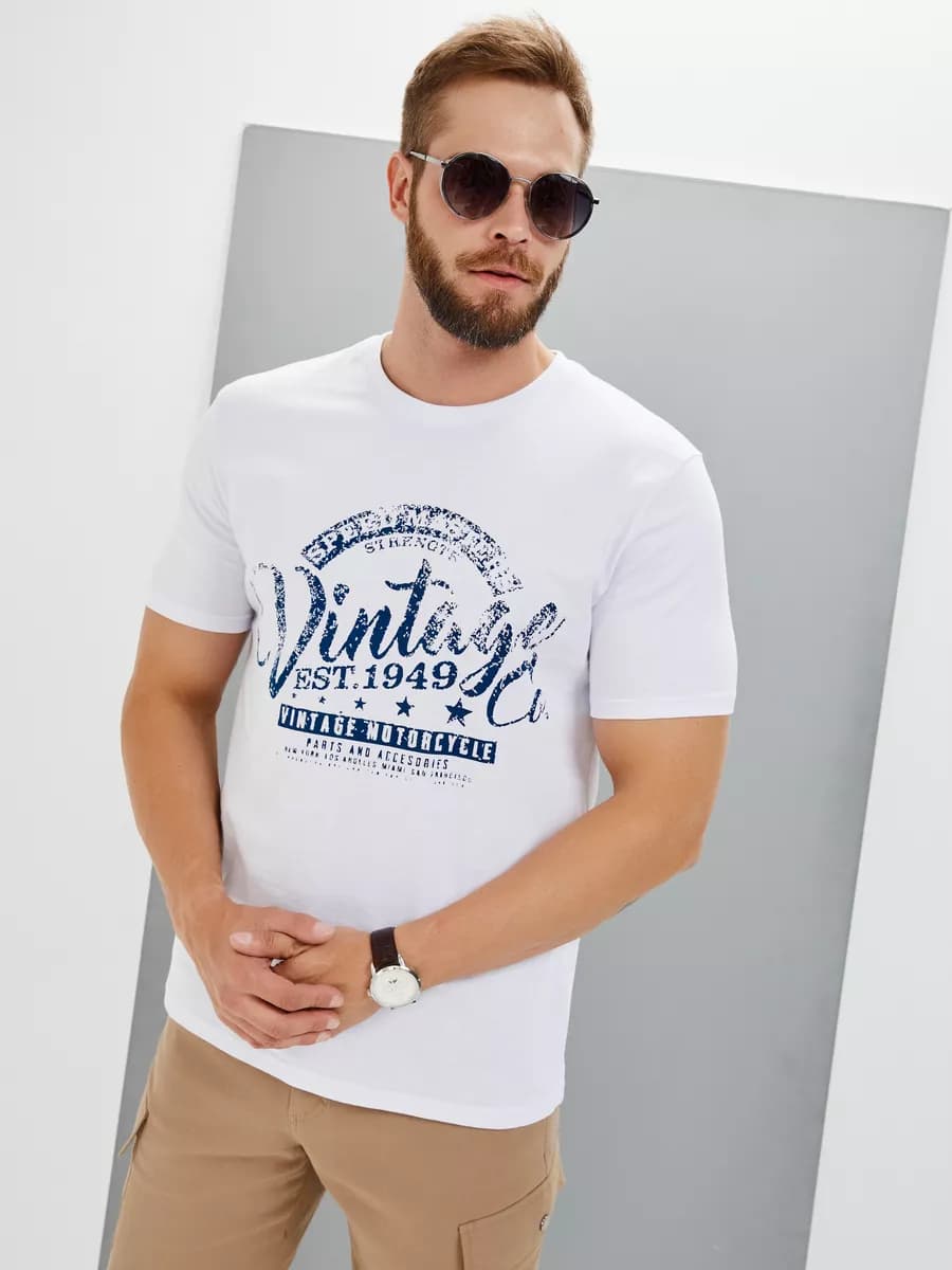 Футболка базовая с принтом хлопок