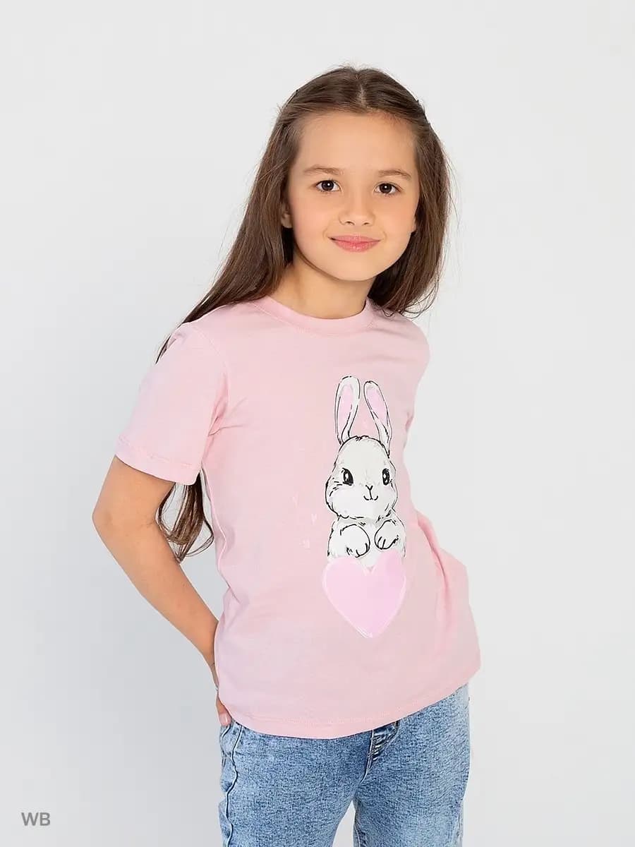 Футболка розовая с принтом хлопок