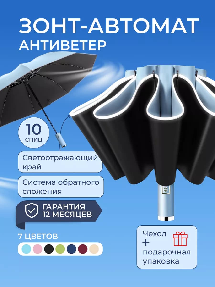 Зонт автомат с обратным сложением