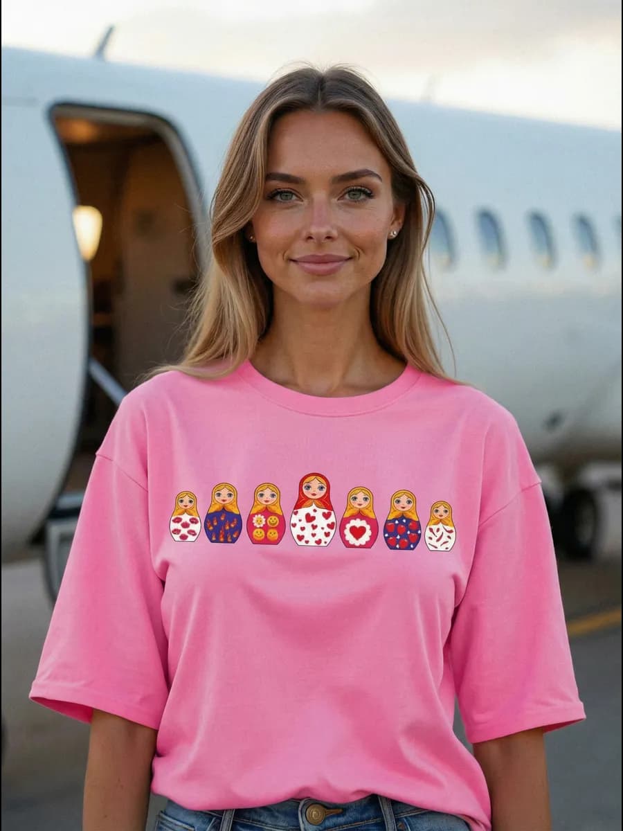 Футболка розовая с принтом оверсайз - фото 1