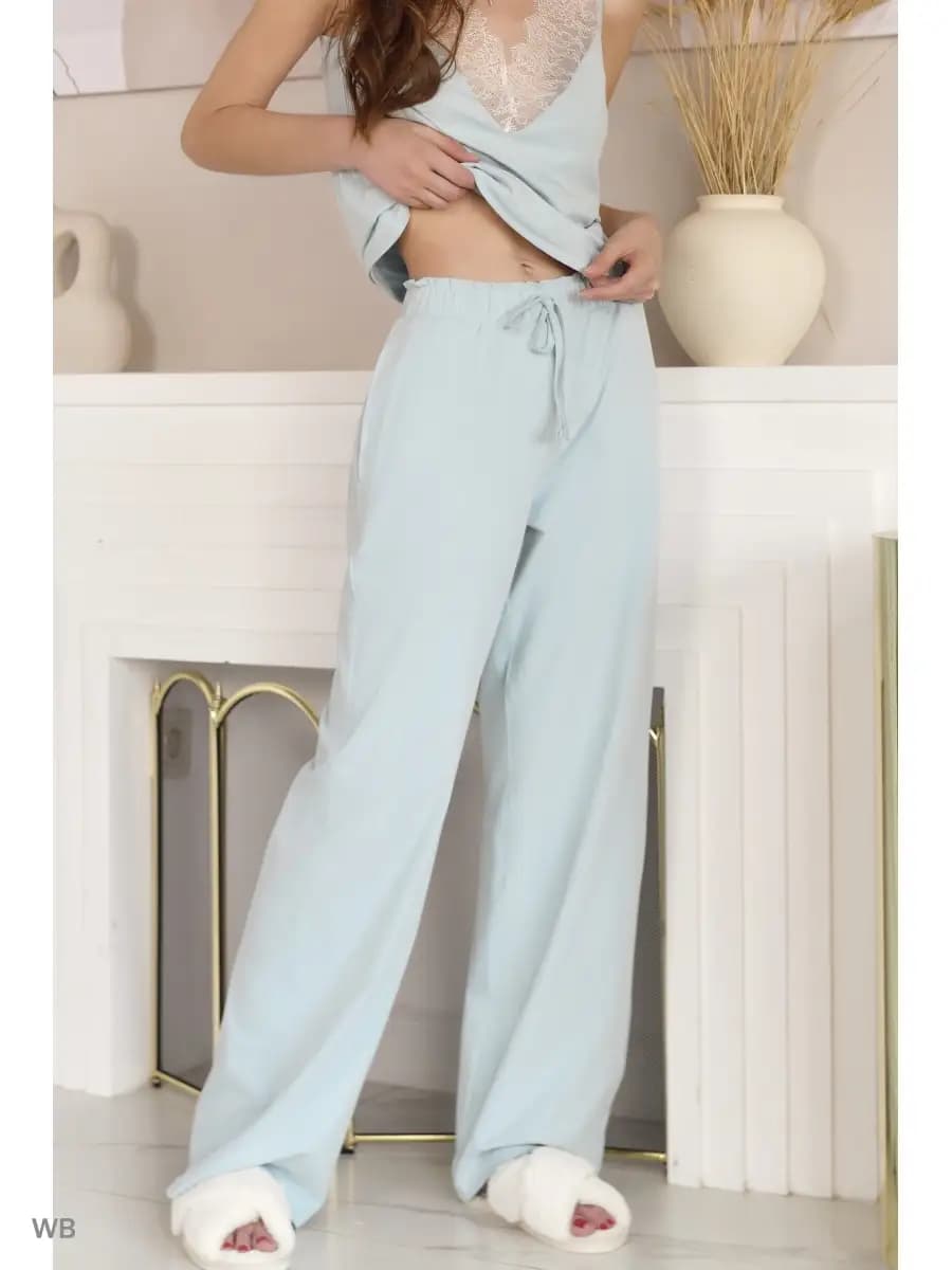 Брюки широкие хлопковые - фото 1