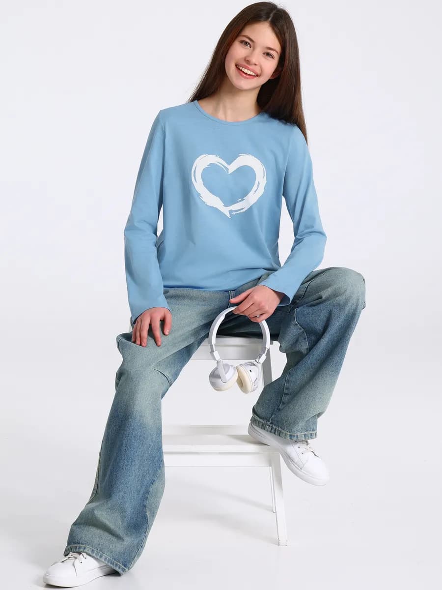 Лонгслив для подростка с принтом хлопок 100%