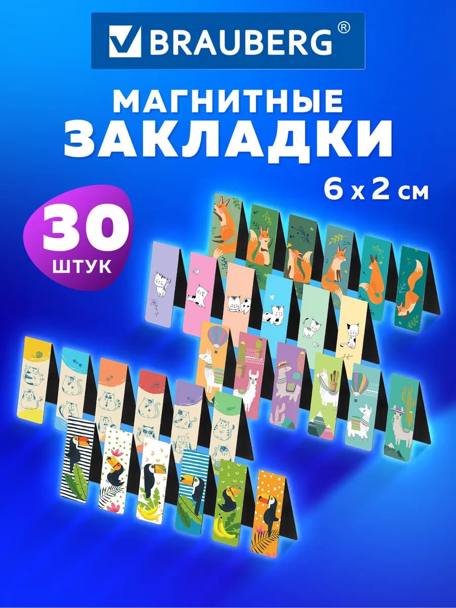 Магнитные закладки для книг, набор 30 шт
