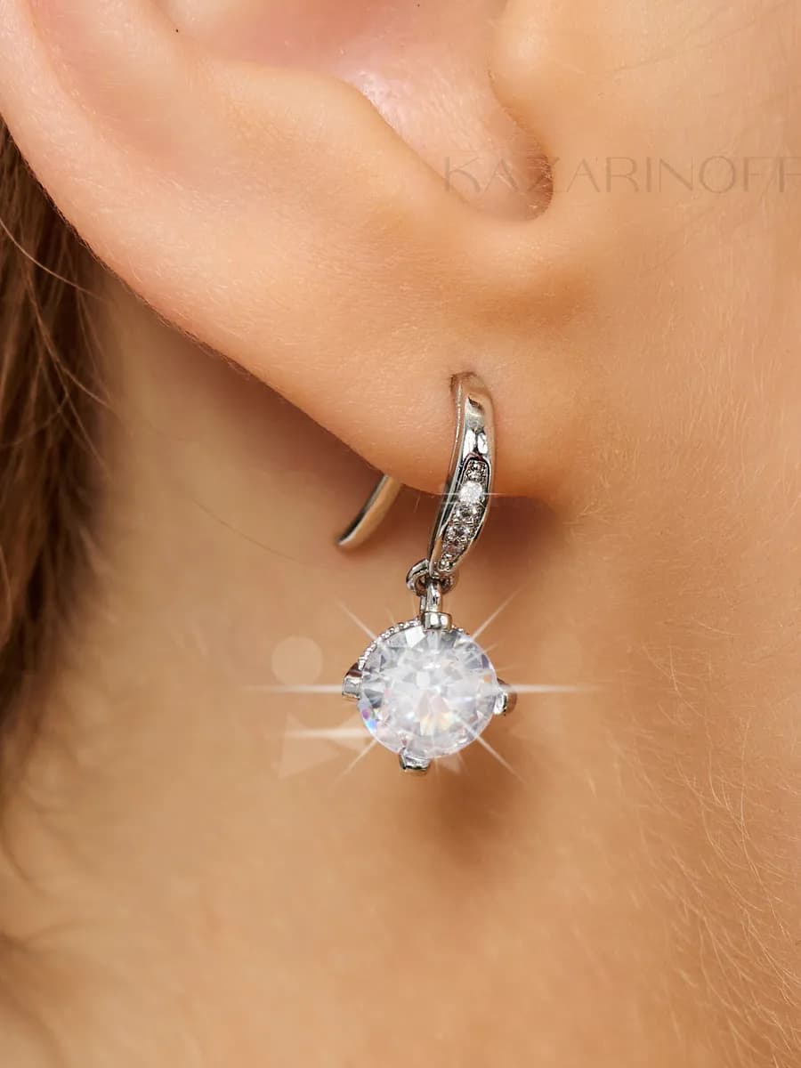 Серьги женские с цирконом бижутерия