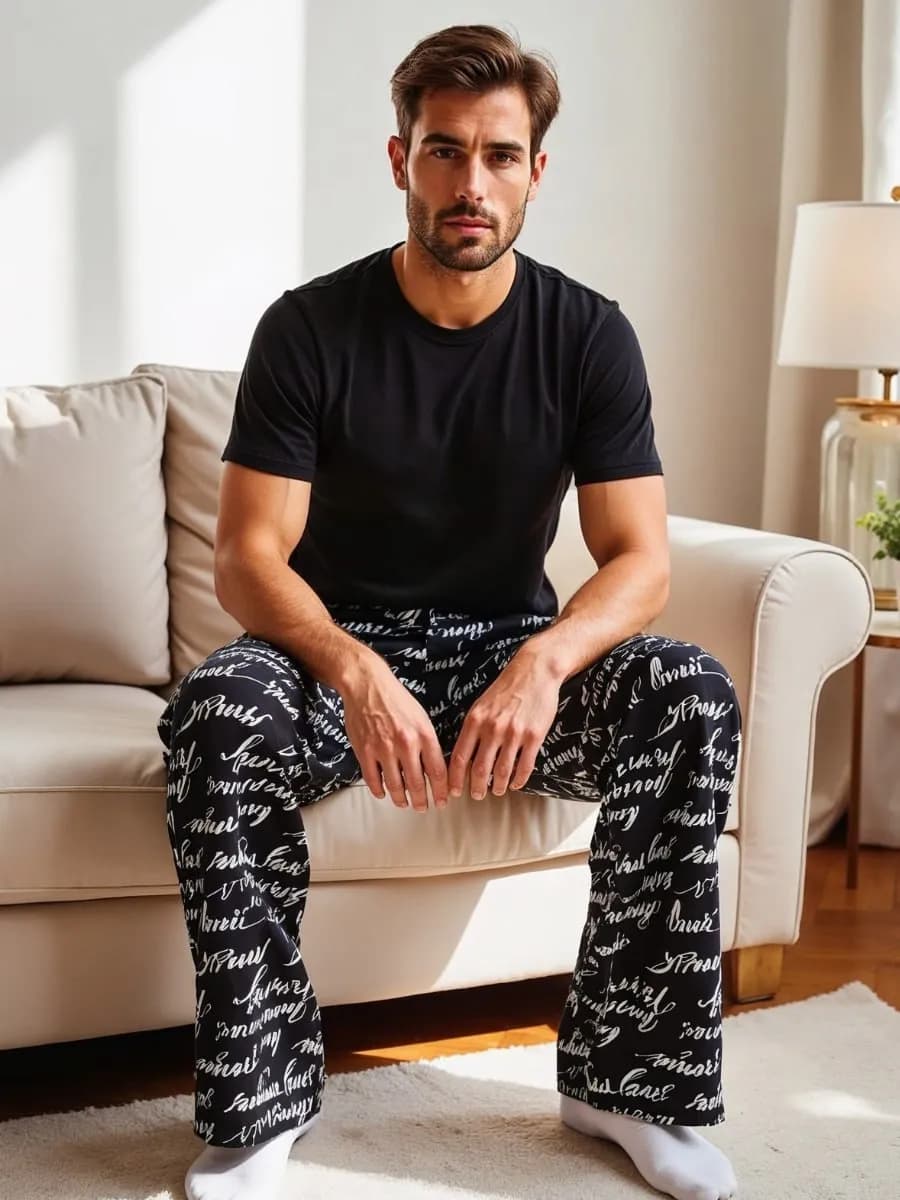 Домашние пижамные штаны на резинке трикотажные