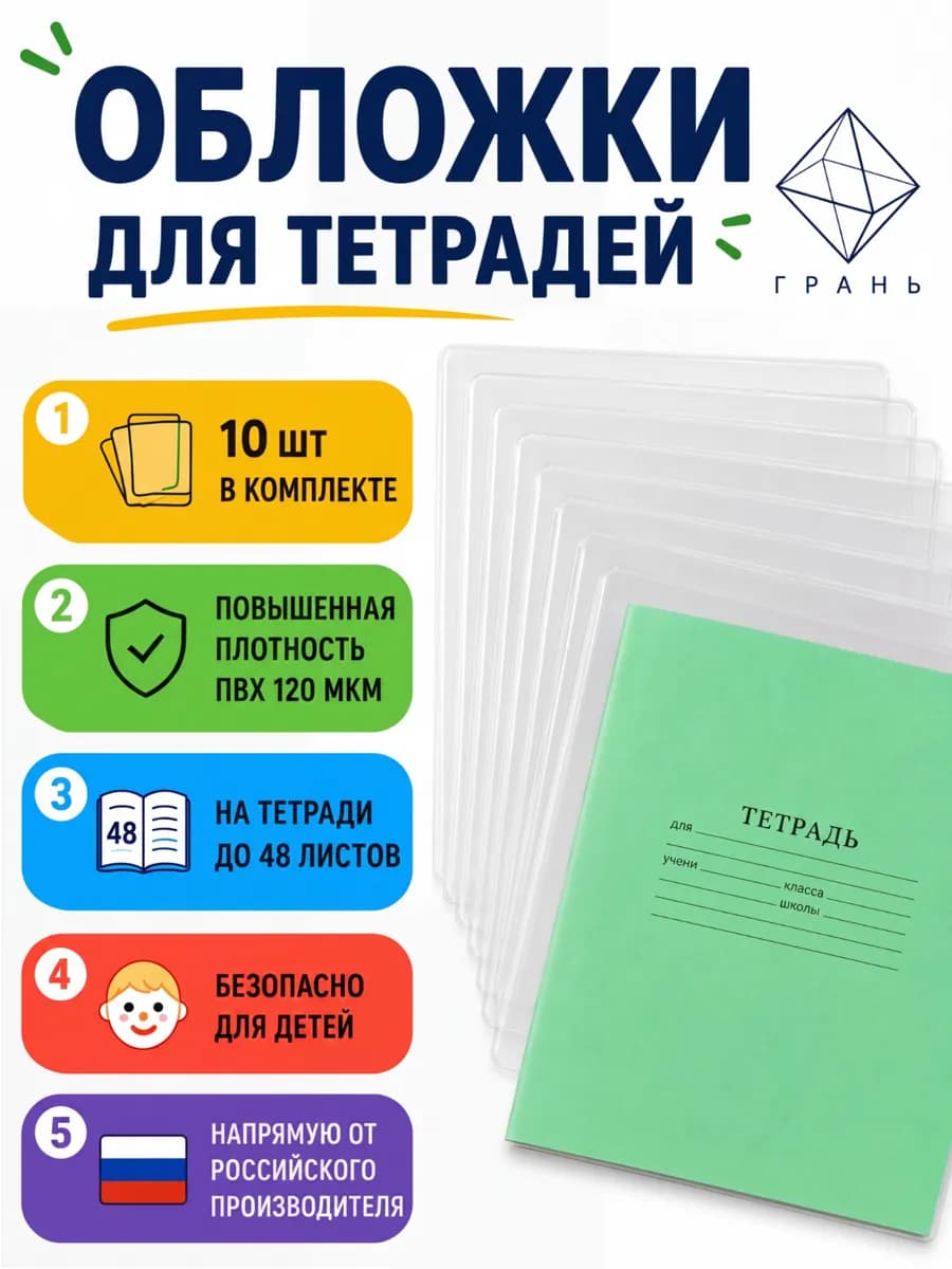 Обложки для тетрадей плотные прозрачные