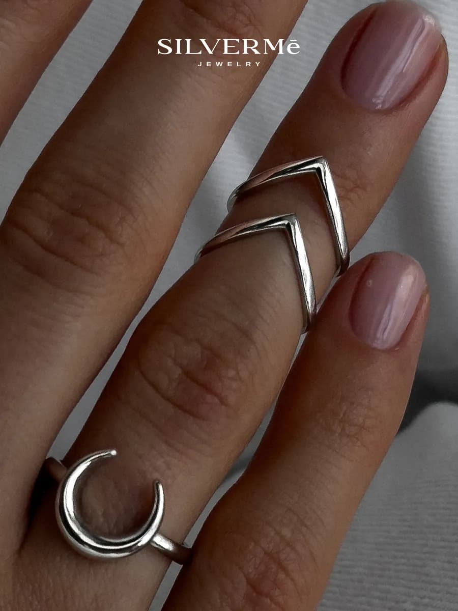 Кольцо серебряное на фалангу серебро 925 двойное