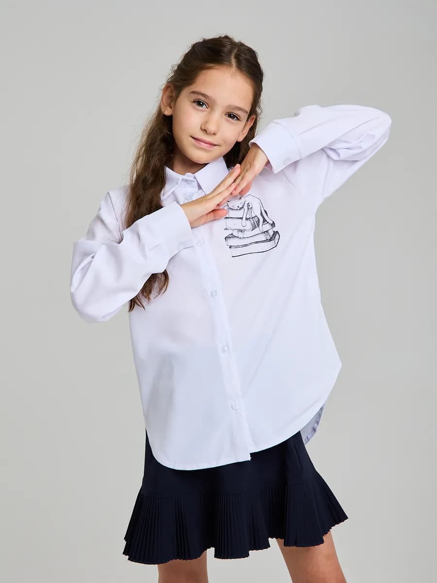 Блузка в школу с котиком - фото 1