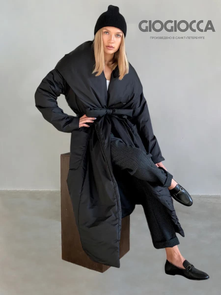 Пуховик зимний длинный с капюшоном оверсайз одеяло - фото 1