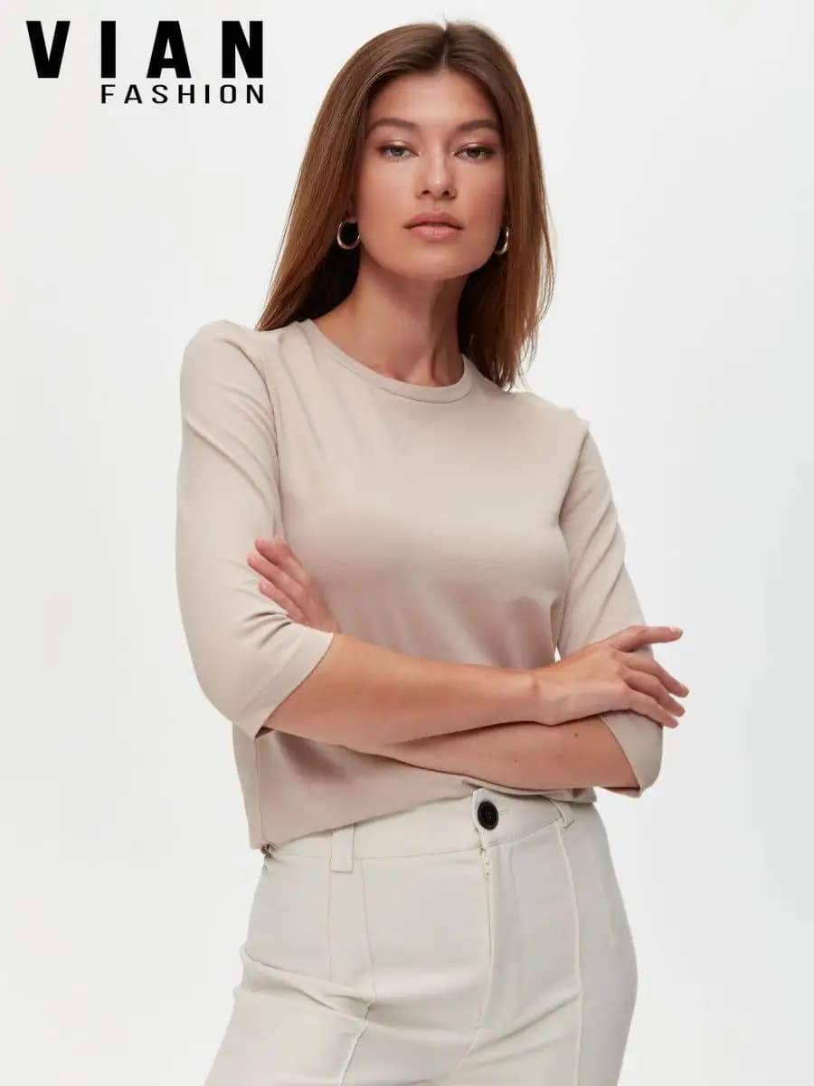 Лонгслив футболка рукав 3 4 хлопок