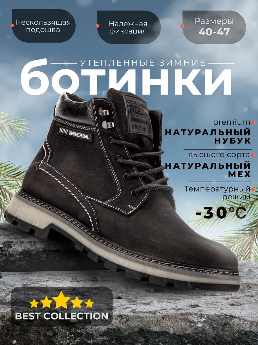 зимние ботинки из натуральной кожи и меха