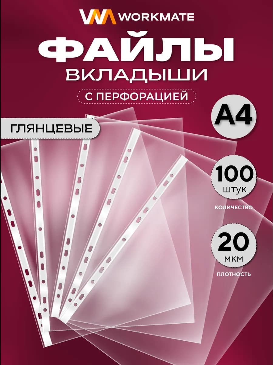 Файлы А4 100 шт, 20 мкм, глянцевые