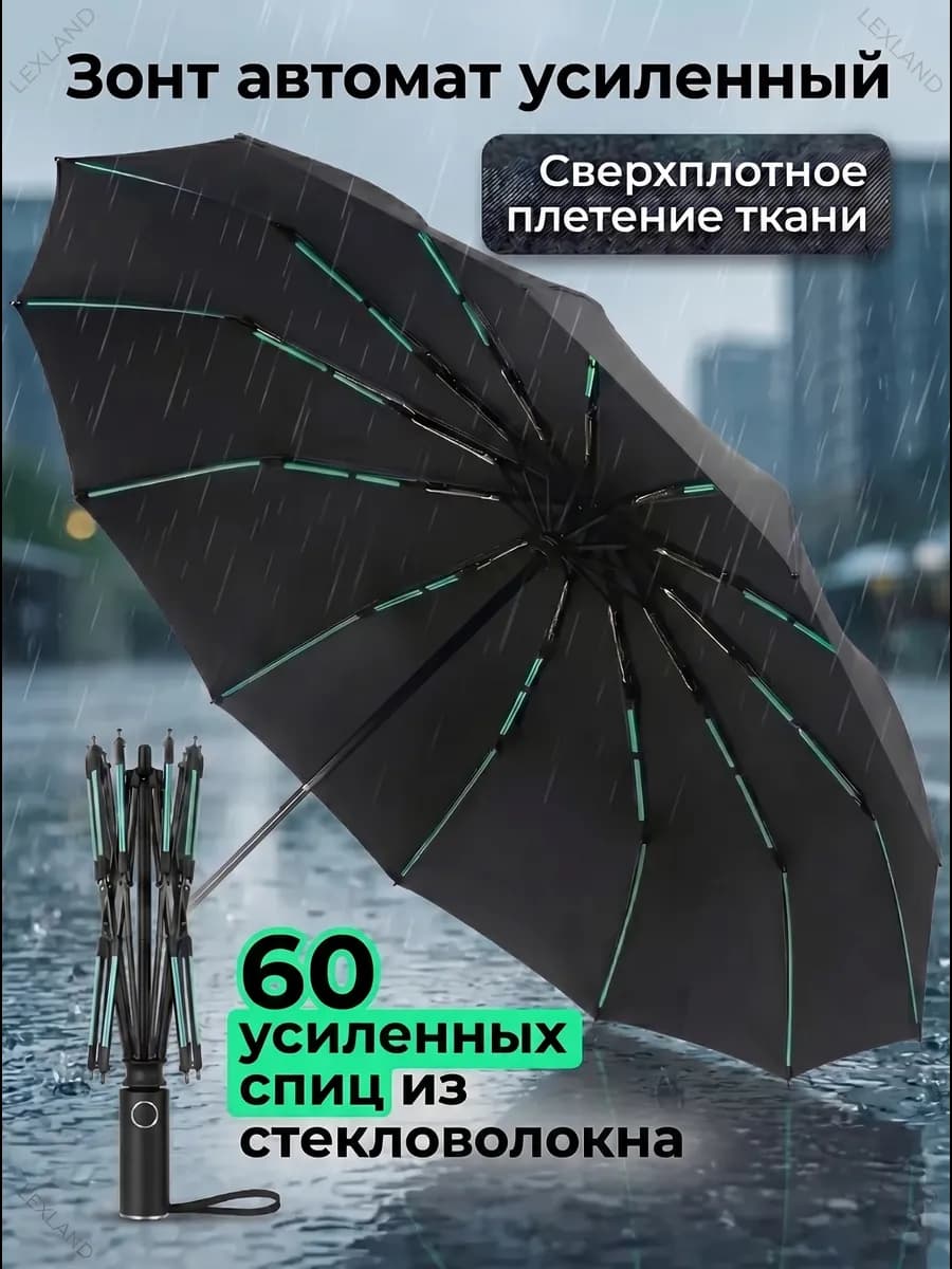 Зонт складной автомат усиленный антиветер 60 спиц