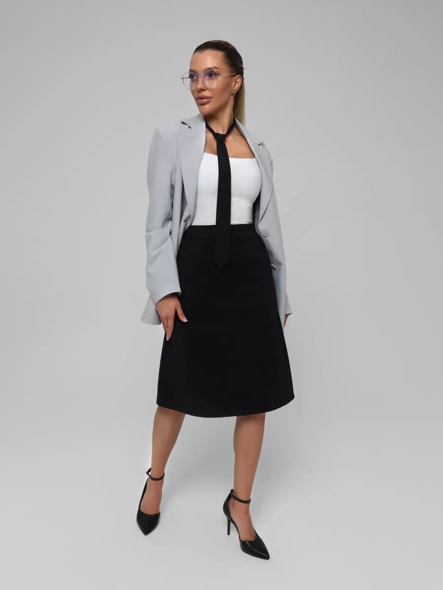 юбка трапеция до колена клёш