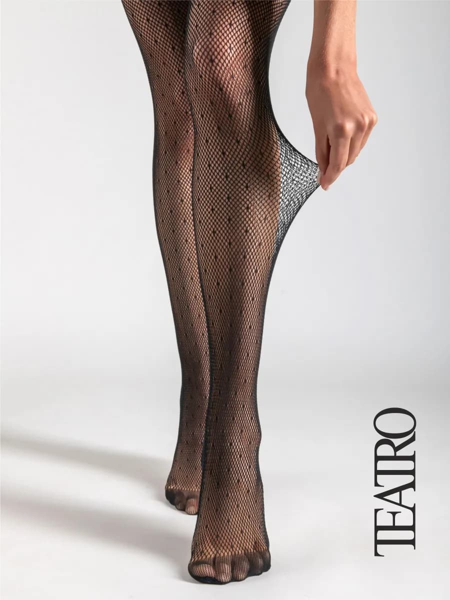 Колготки сетка в горошек