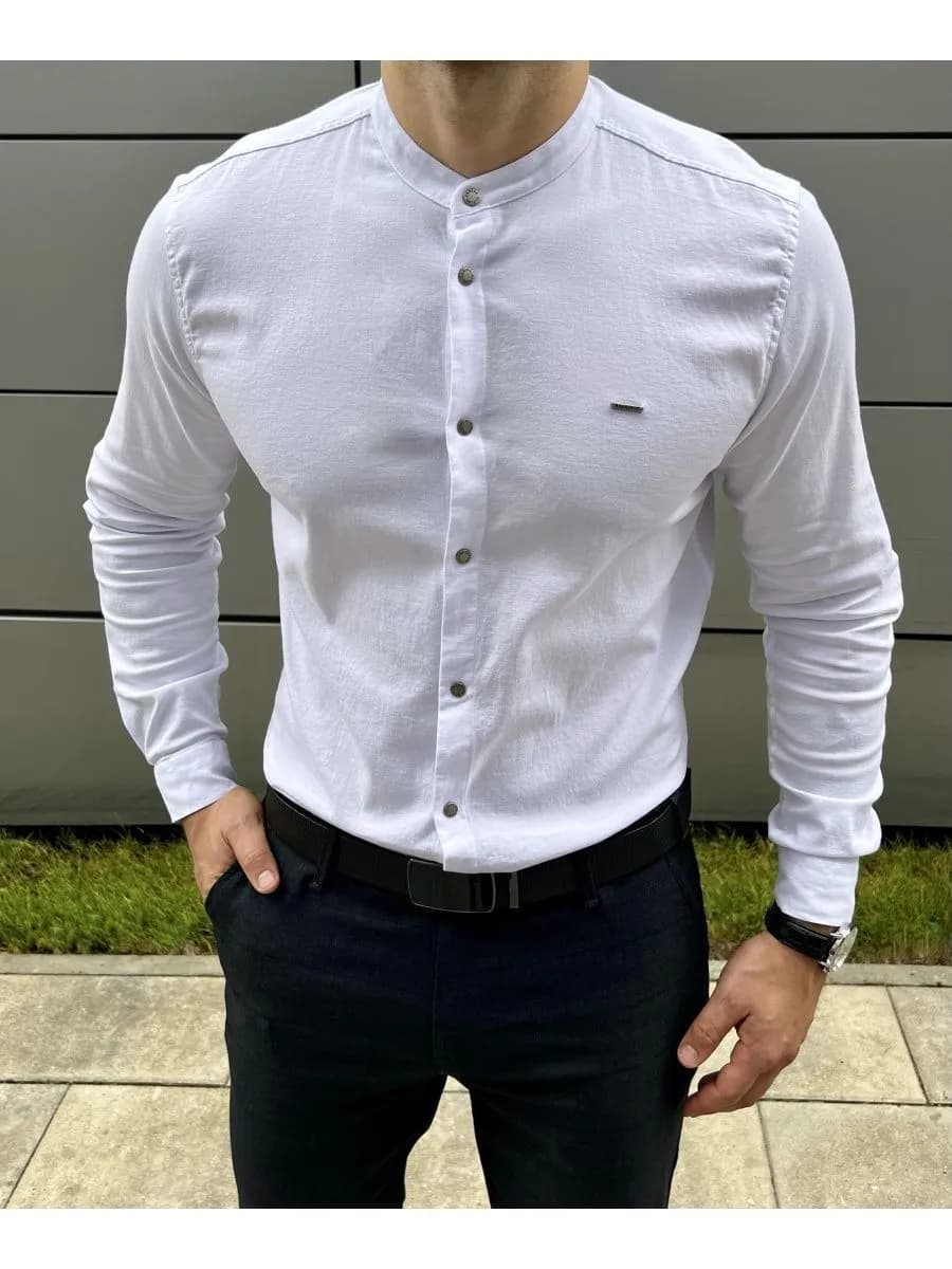 Классическая рубашка приталенная с длинным рукавом