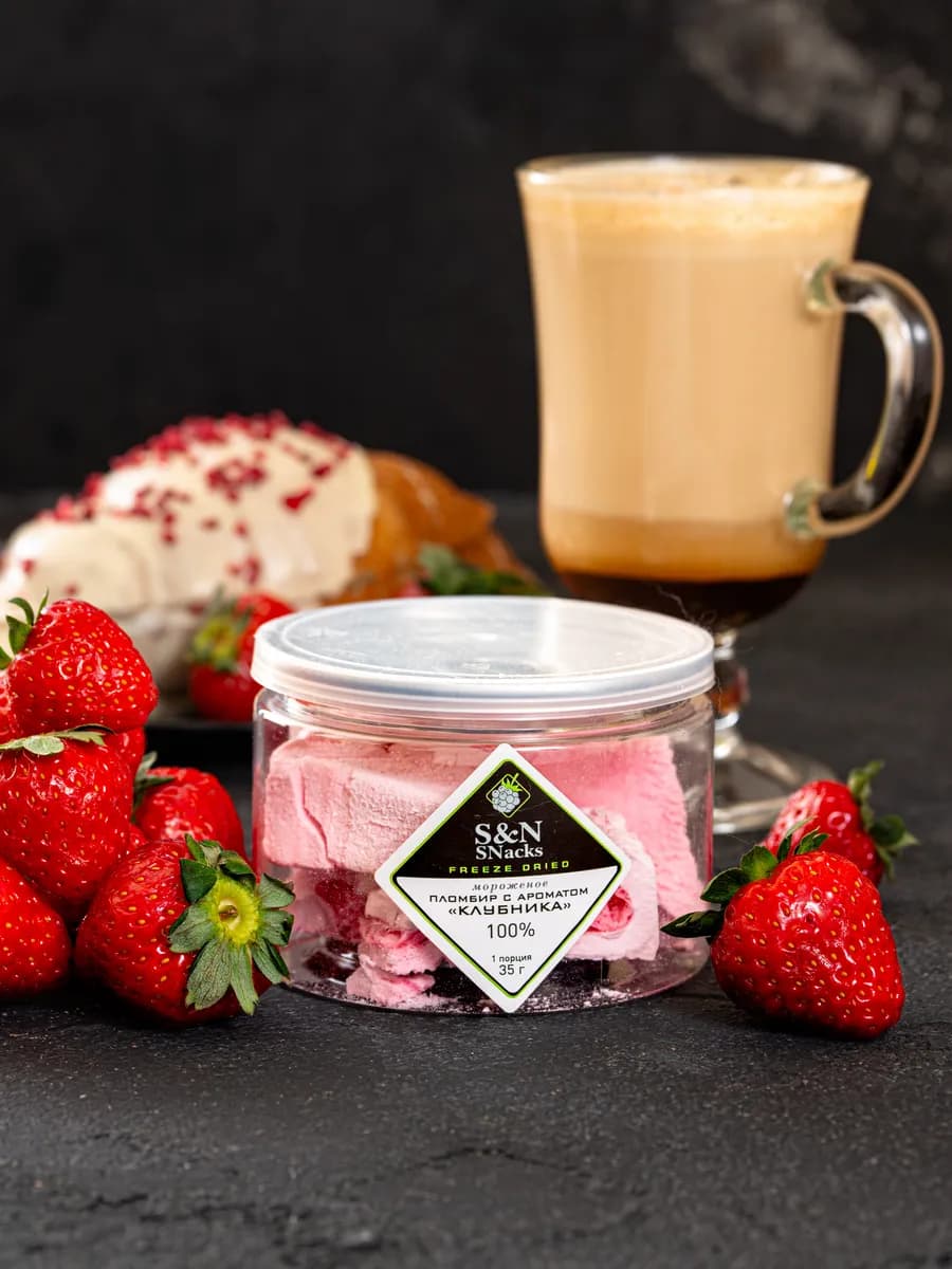 Сублимированное мороженое десерт клубничный пломбир