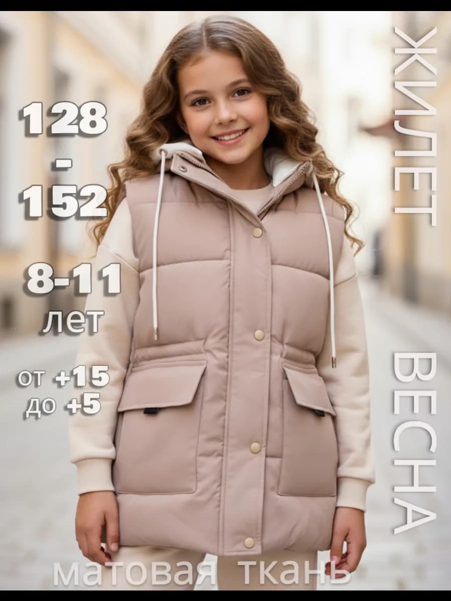 Жилетка утепленная демисезонная с капюшоном