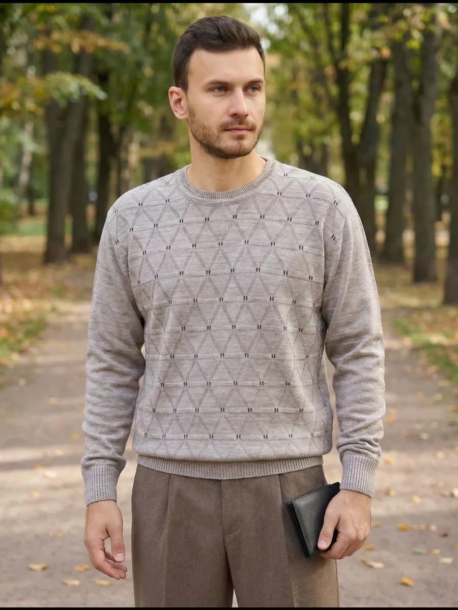 Джемпер, Свитер вязаный теплый классический - фото 1